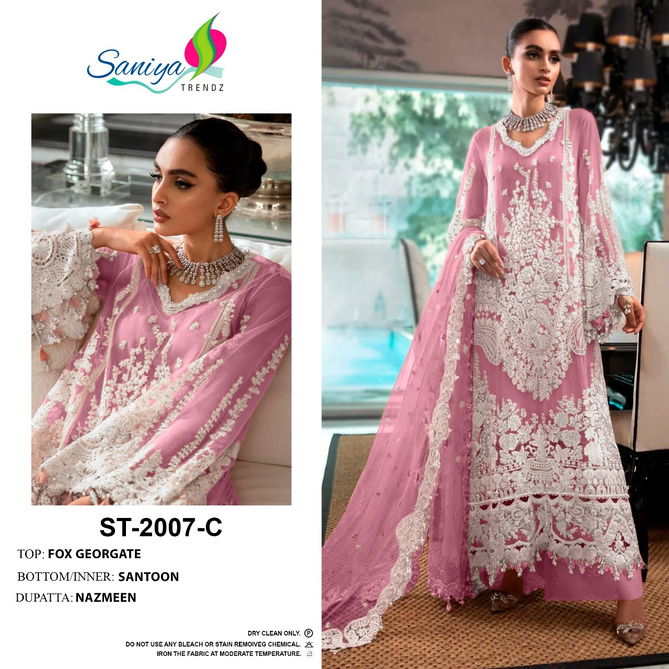 ST 2007 Saniya Trendz Georgette Function Wear Wholesale Pakistani Dress Material